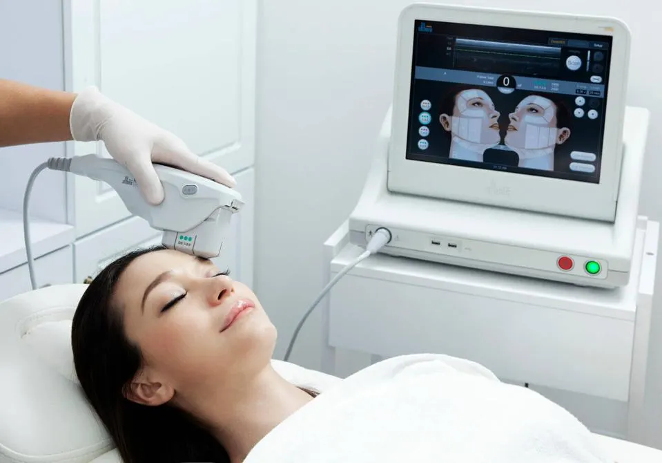 HIFU, RF and EMS skin tightening treatment in clinic